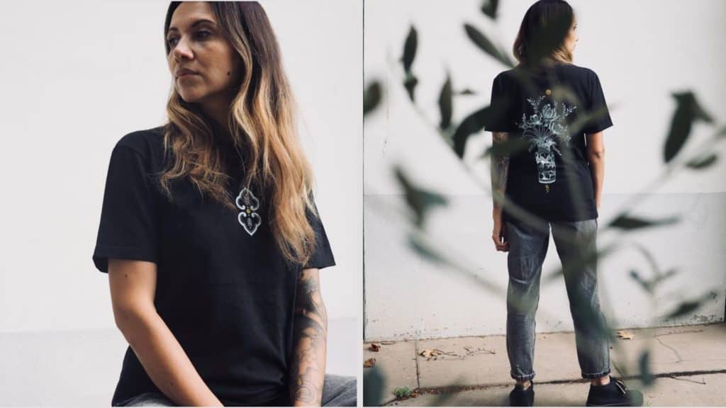 Ligne Noire Editions t-shirt noir coton motif occultiste ornementel avant arrière